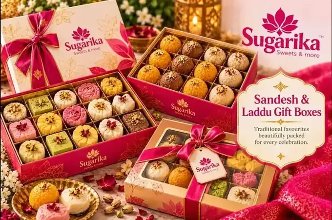 Sugarika sandesh and laddu gift boxes